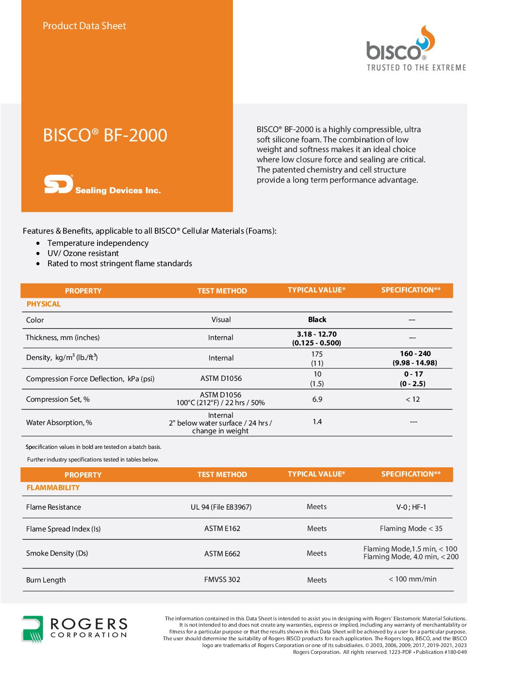 Ultra Soft BISCO BF-2000 Cellular Silicone