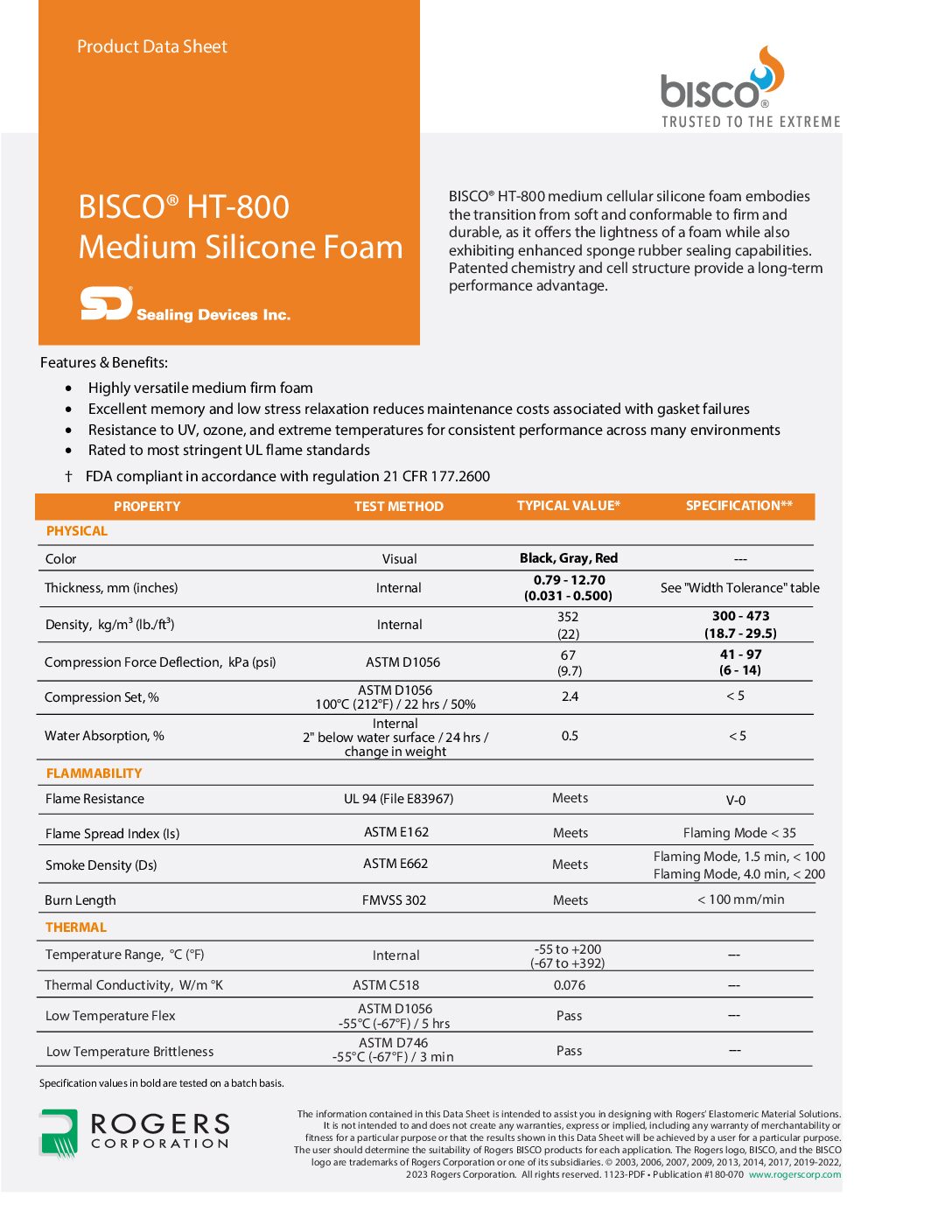 BISCO HT-800 Medium Silicone Foam