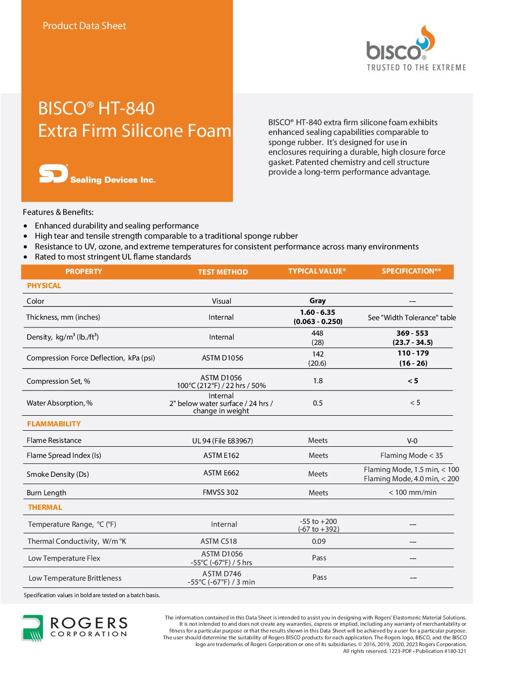 BISCO HT-840 Extra Firm Cellular Silicone