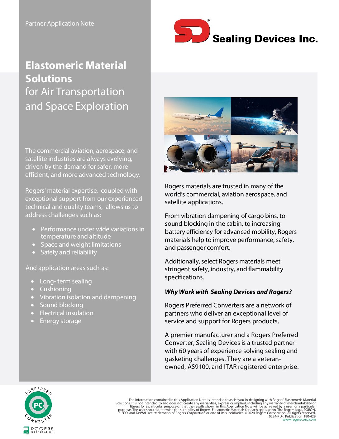 Rogers Elastomeric Material Solutions for Air Transportation and Space Exploration