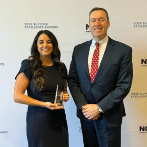 Melissa Lisciandro and Scott Walrath accept the Supplier Excellence Award from Northrop Grumman