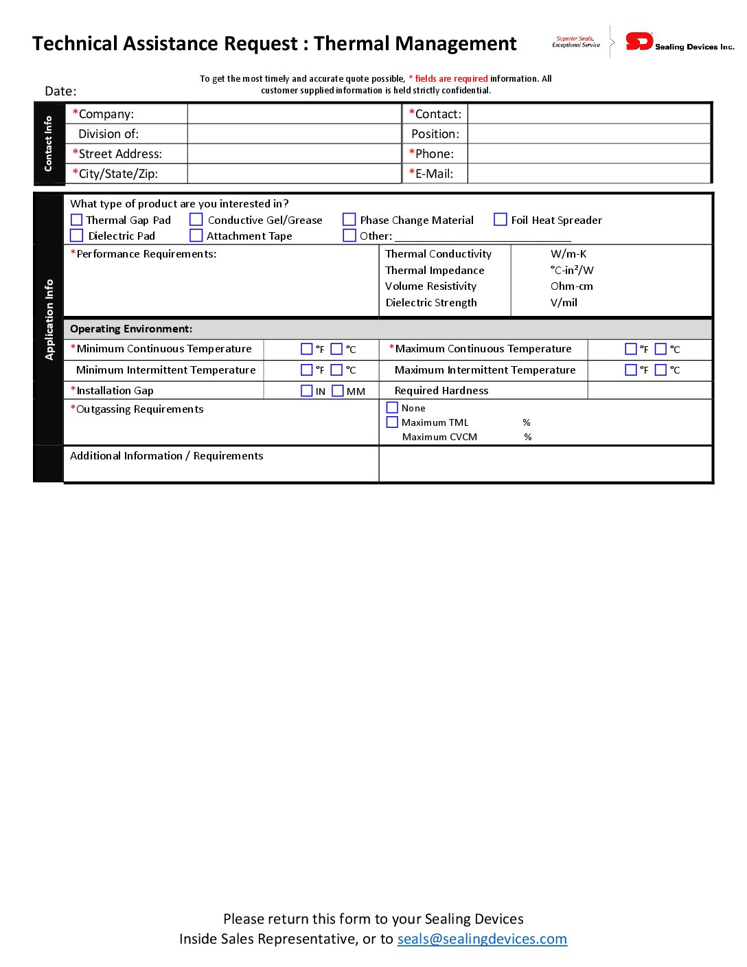 Thermal Management Technical Assistance Request Form